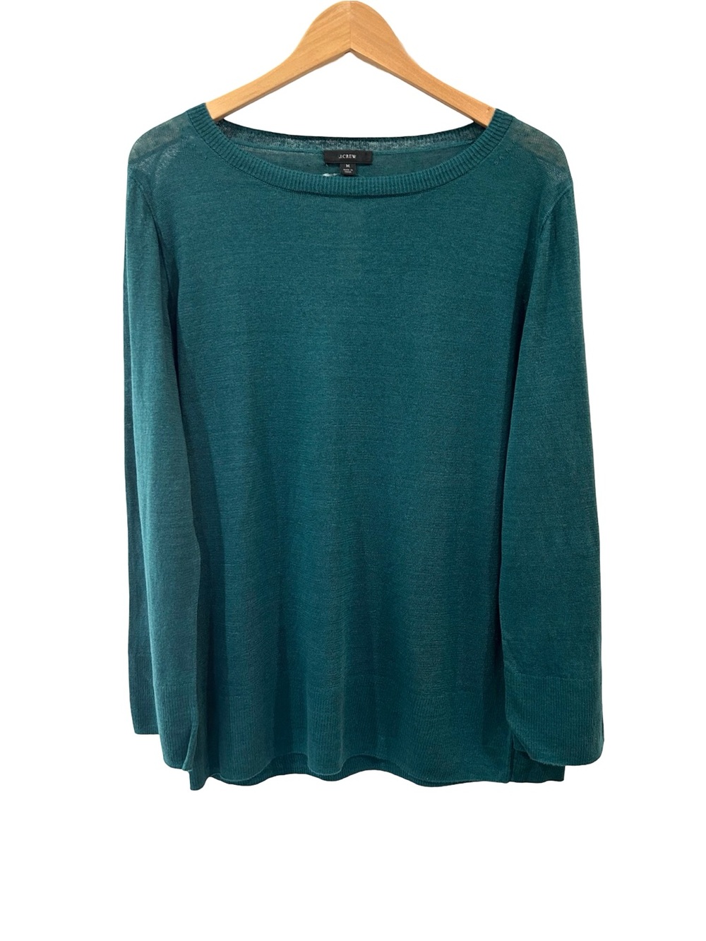 J. Crew women’s relaxed fit linen sweater M fits like L/XL teal slouchy NWT
